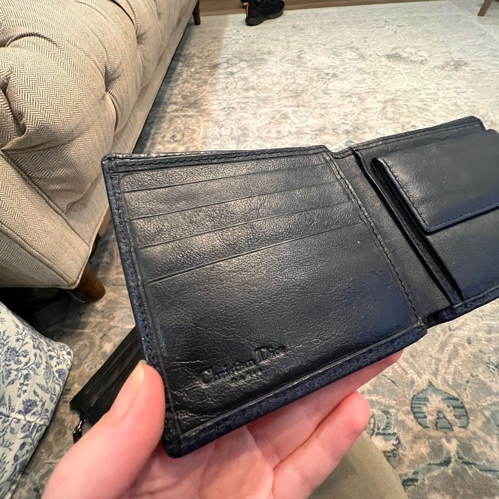 Blue Leather Wallet with Gold Accent - Picture 7 of 13